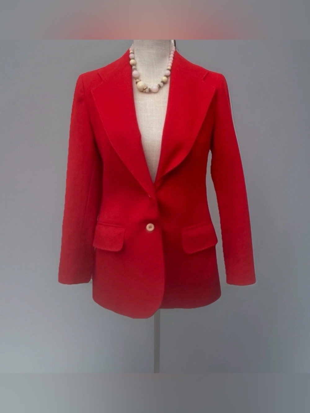 Evan Picone Red Wool Blazer | Size 6 | Classic Gold Button Jacket Vintage